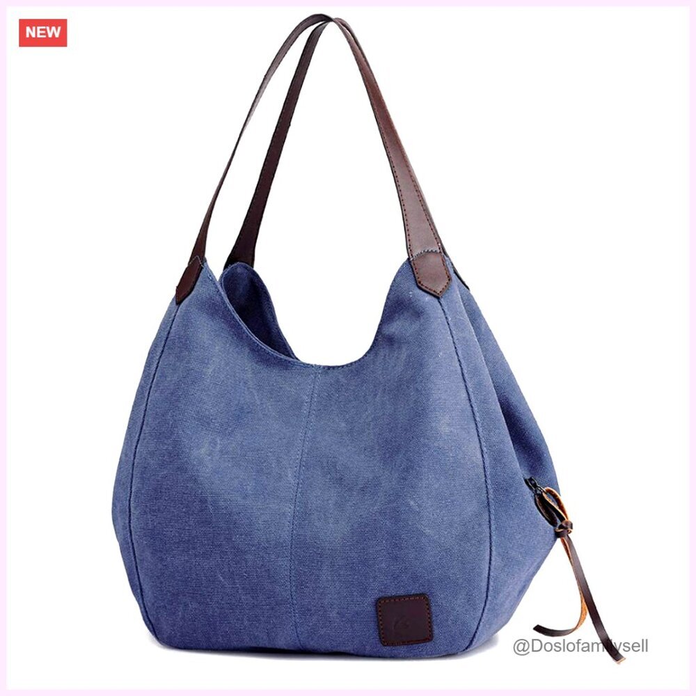 Multi-pocket Shoulder Bag Fashion Cotton Canvas Handbag Tote Purse